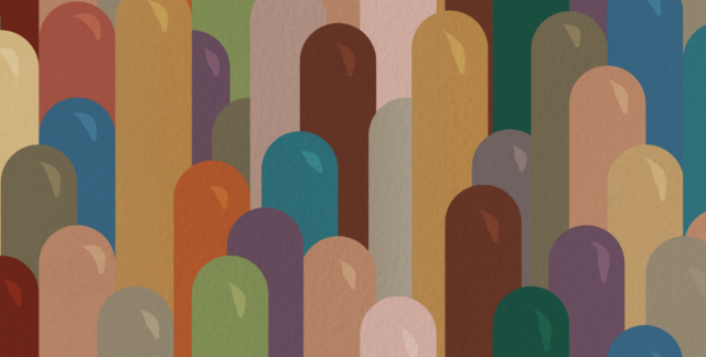 multi coloured collage of pillars